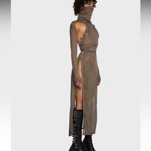 Darker waves atmosphere high slit maxi dress